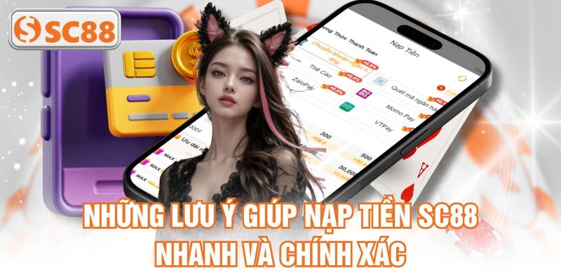 Những lưu ý giúp nạp tiền SC88 nhanh và chính xác